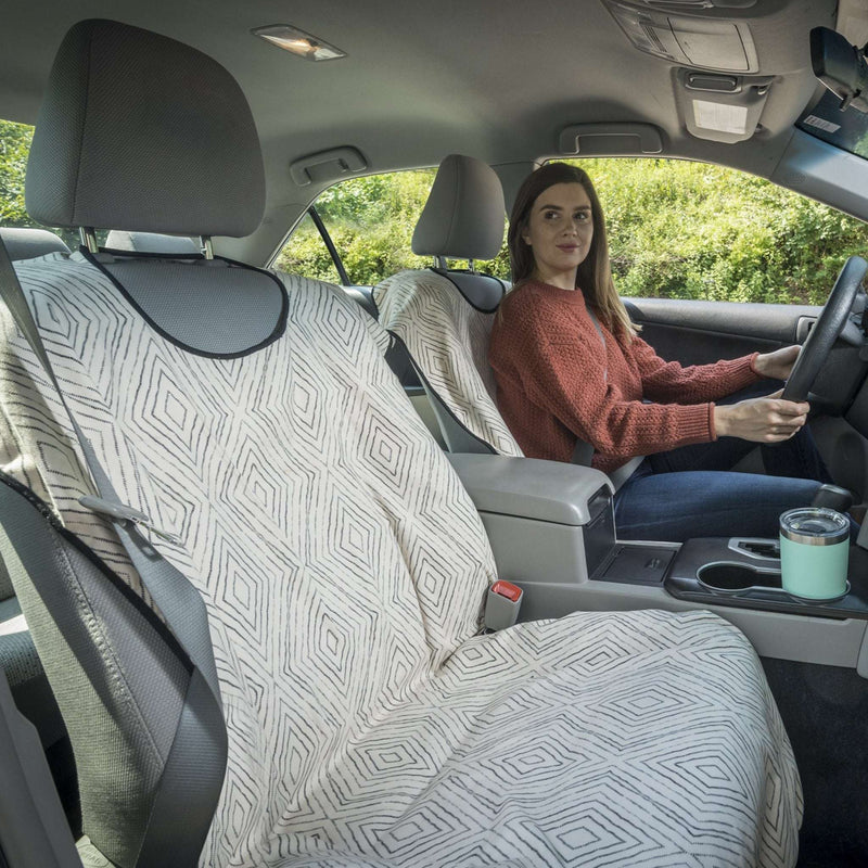 Woman On Boho Dot Front Car Seat Cover From SeatSpin